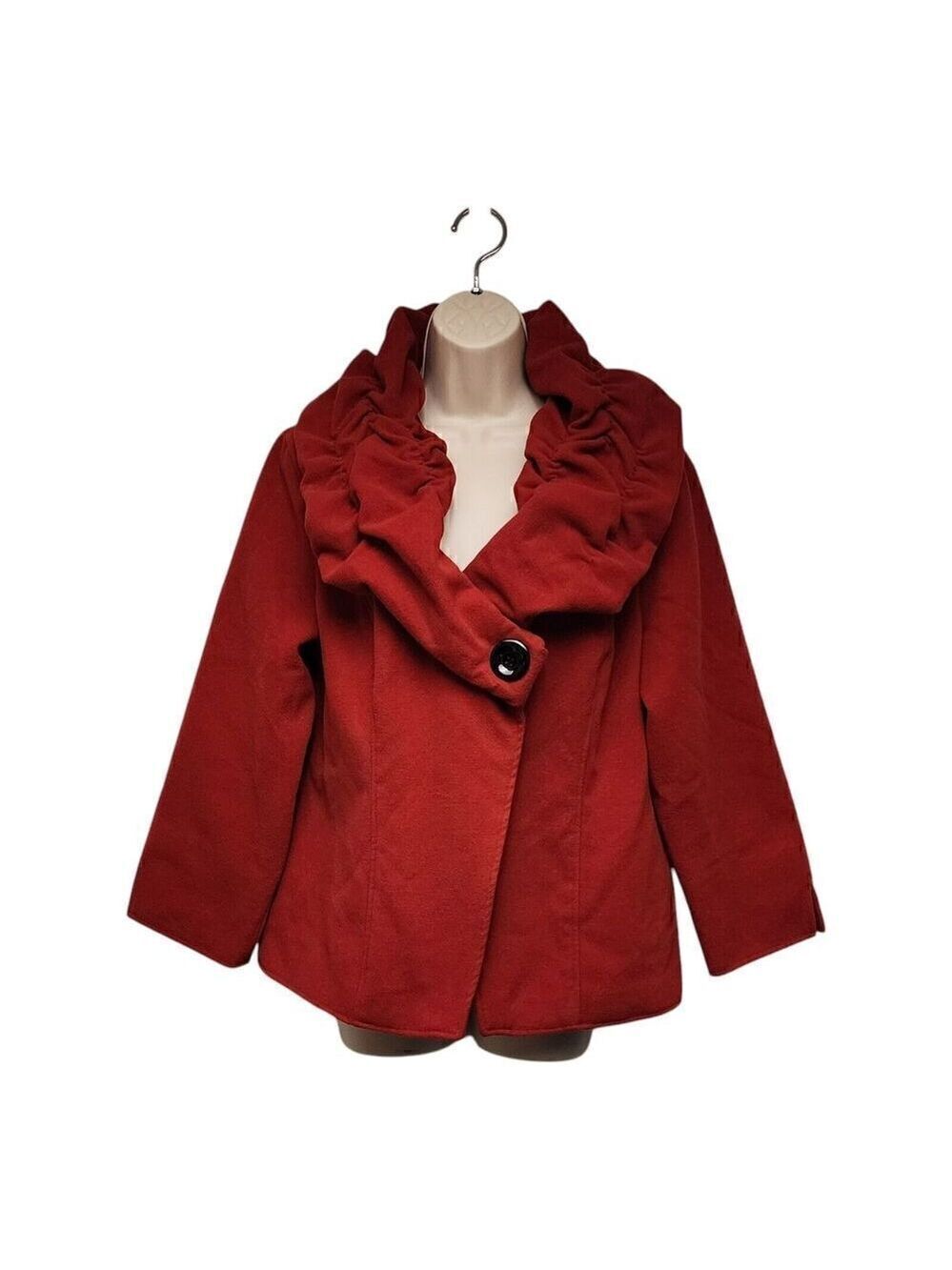 Multiples Women’s Single Breasted Long Sleeve Red Jacket Coat Size Large